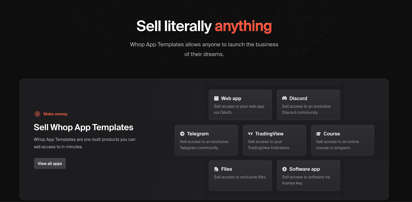 sell literally anything on whop