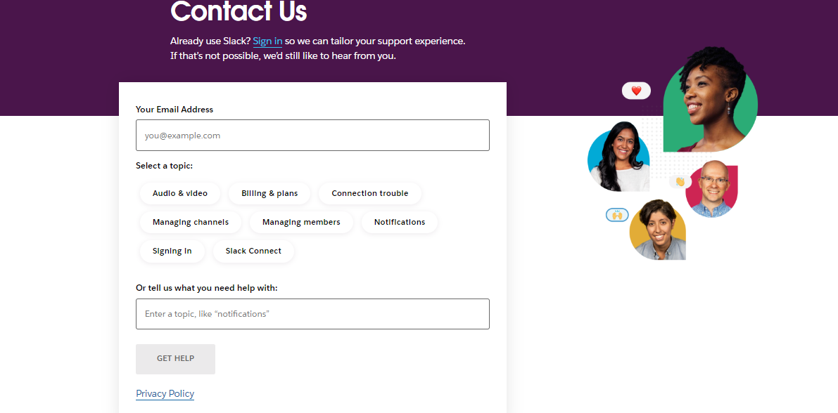 slack customer supprot