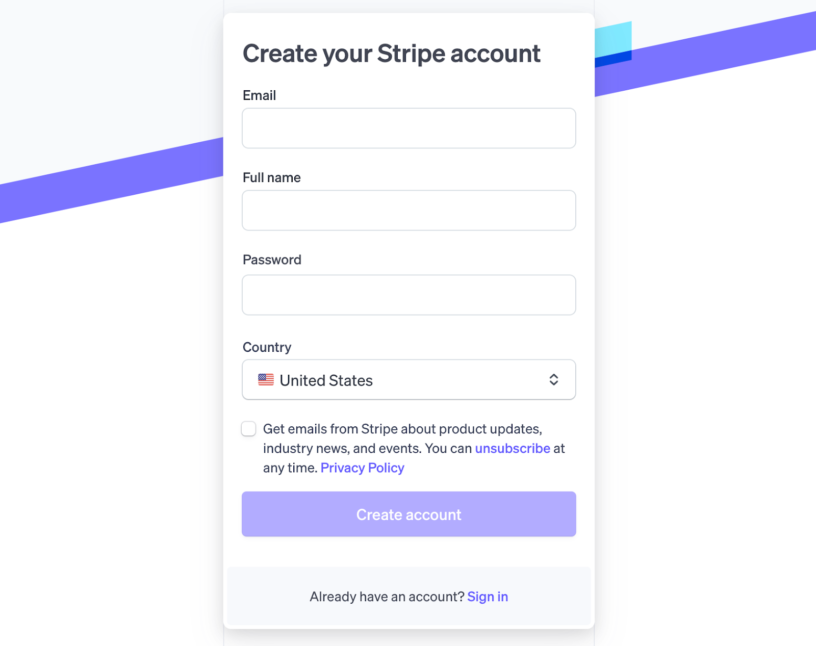 stripe signup