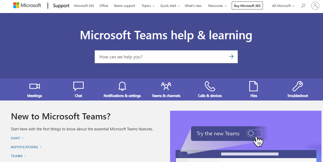 teams customer support
