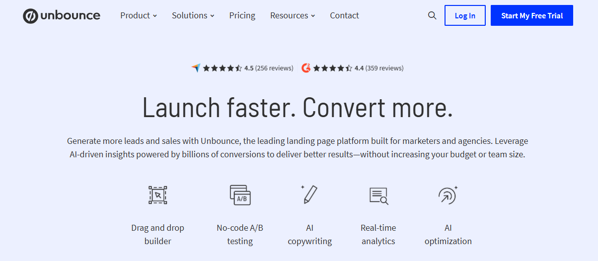 unbounce landing page screenshot