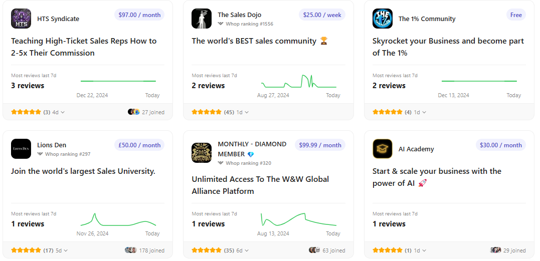 whop discover page screenshot