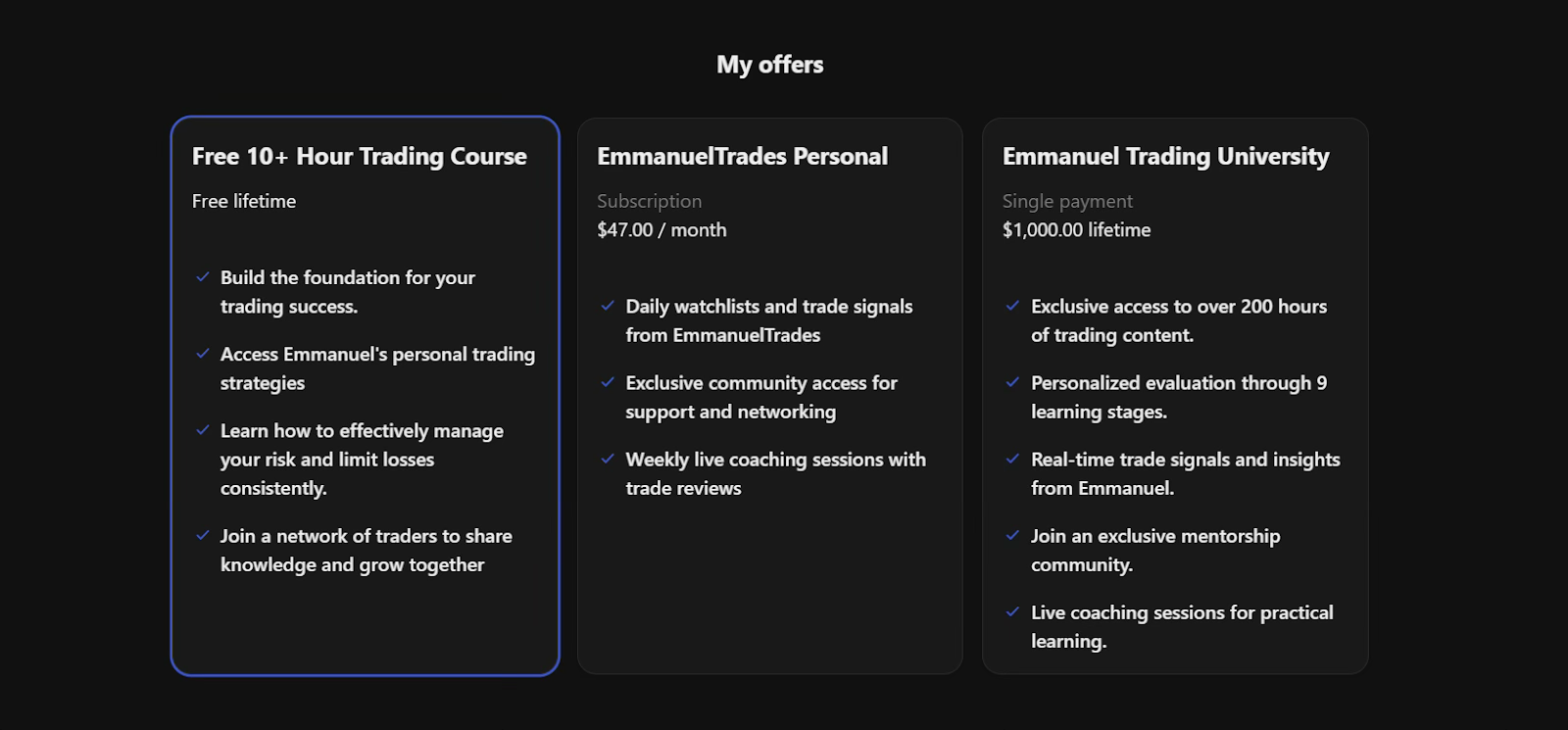 emmanuel trades membership