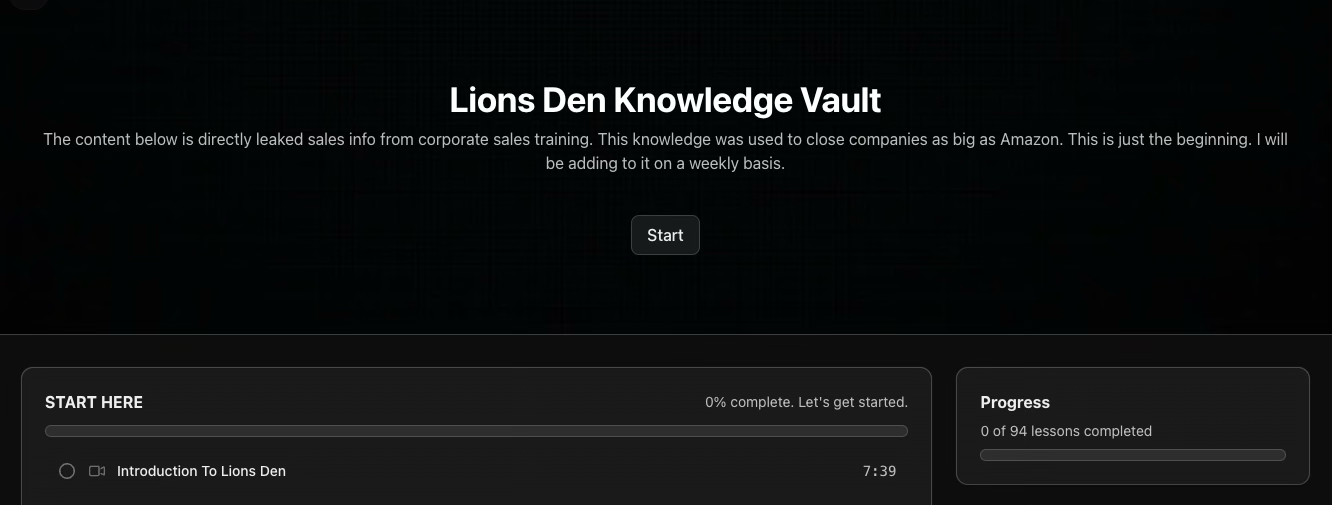 lions den knowledge vault