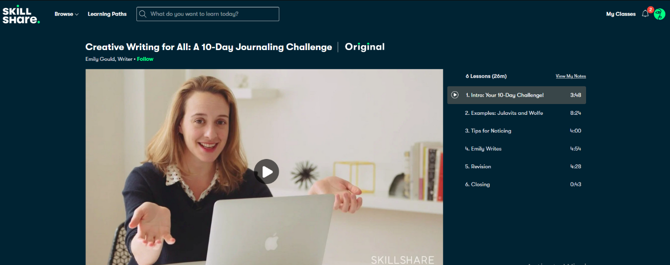 skillshare journalling challenge