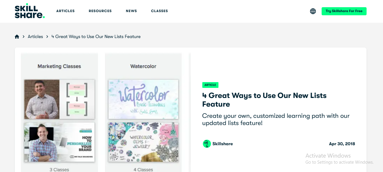 skillshare lists
