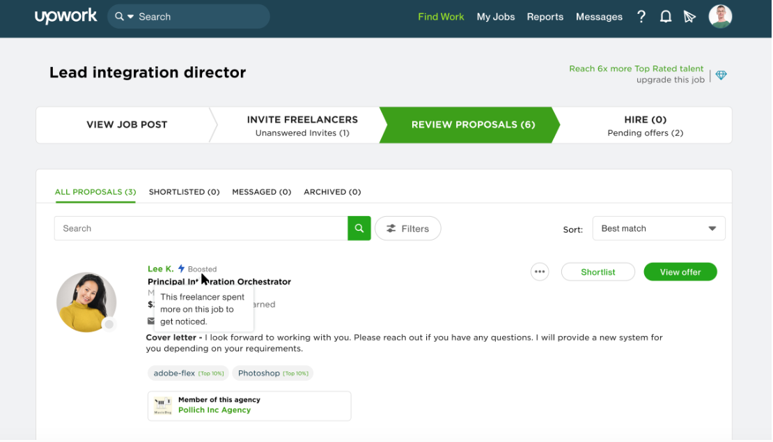 upwork review proposal