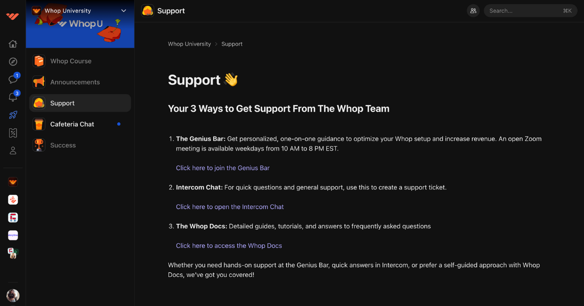 whop support
