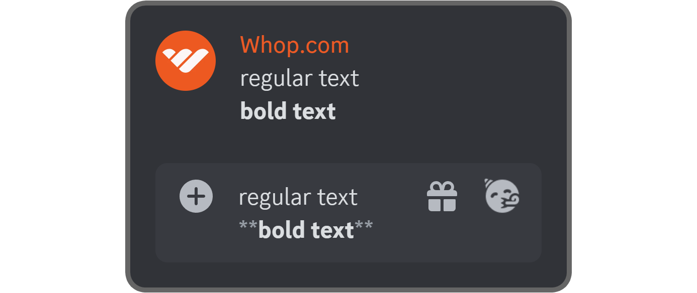 Difference between regular and bold formatted text on Discord