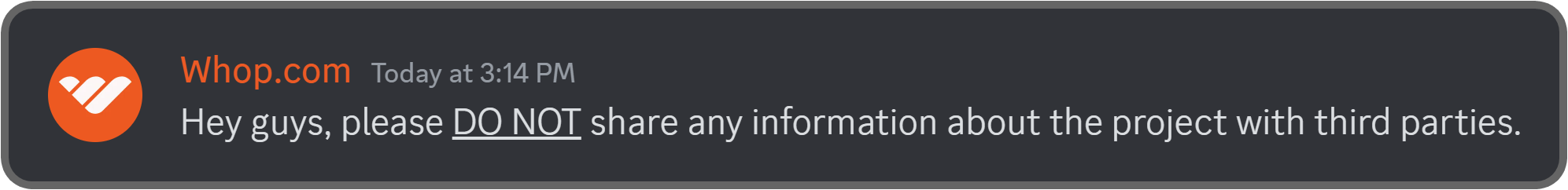 A Discord message with underline formatting