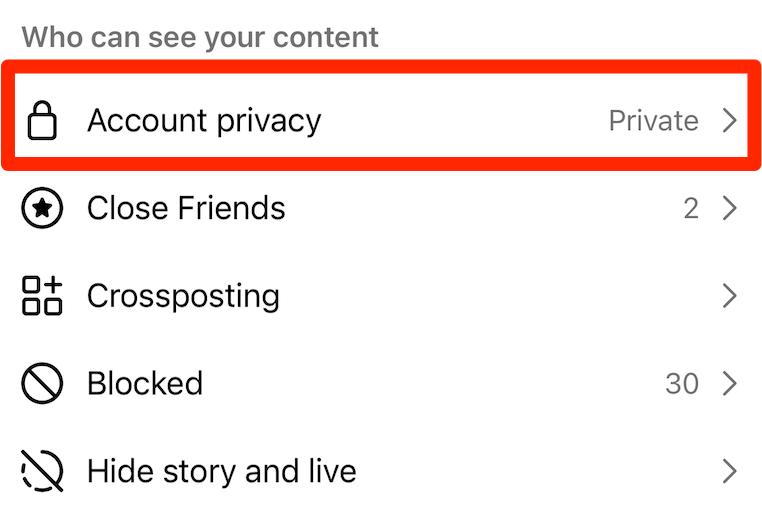 account privacy