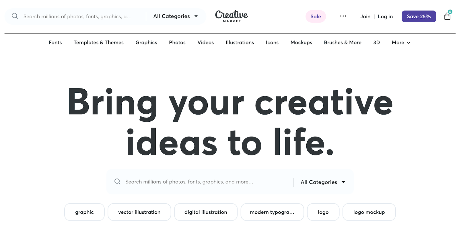 creative market homepage