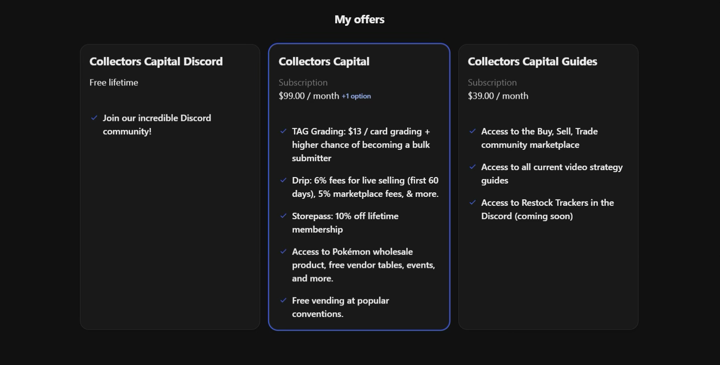 collectors capital pricing