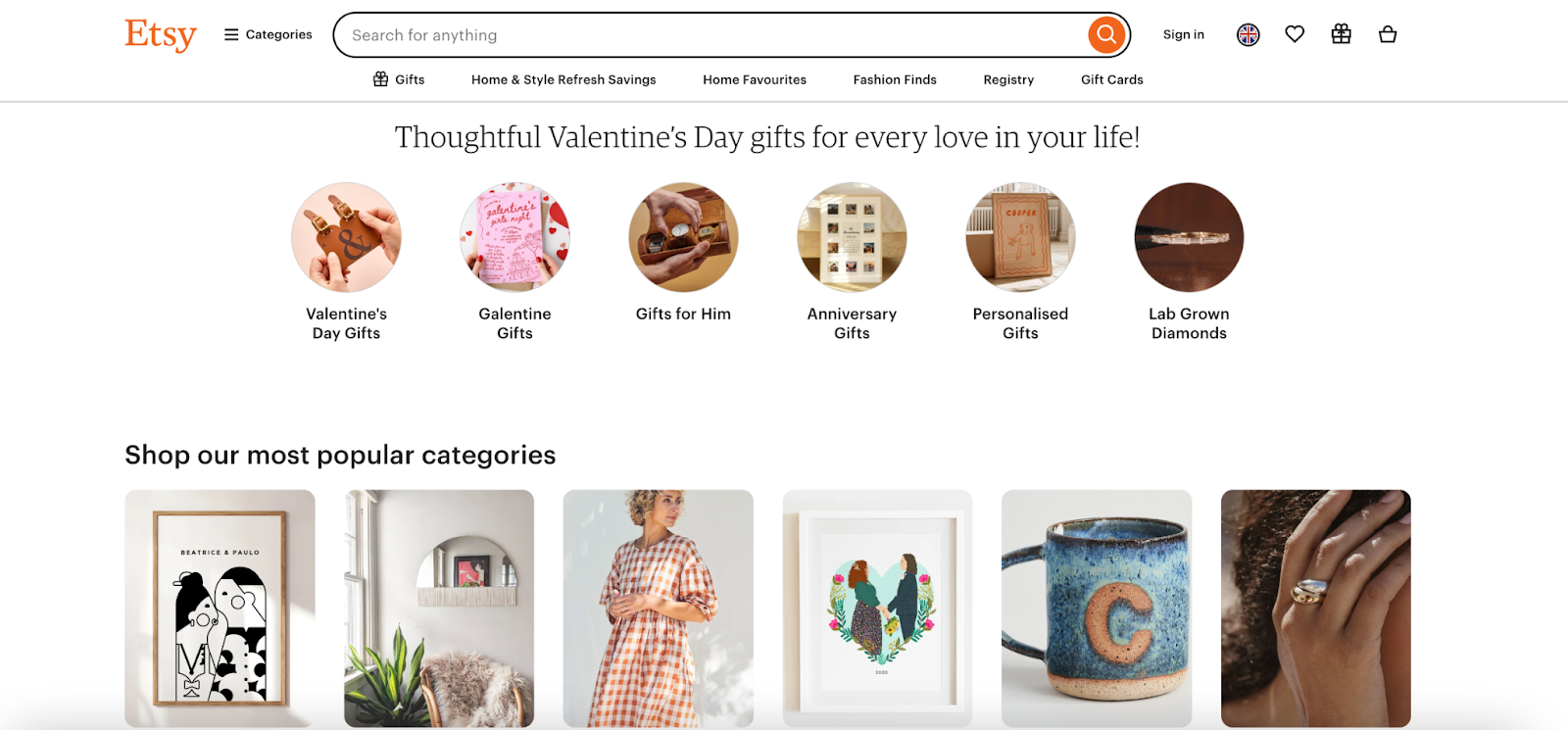 etsy homepage