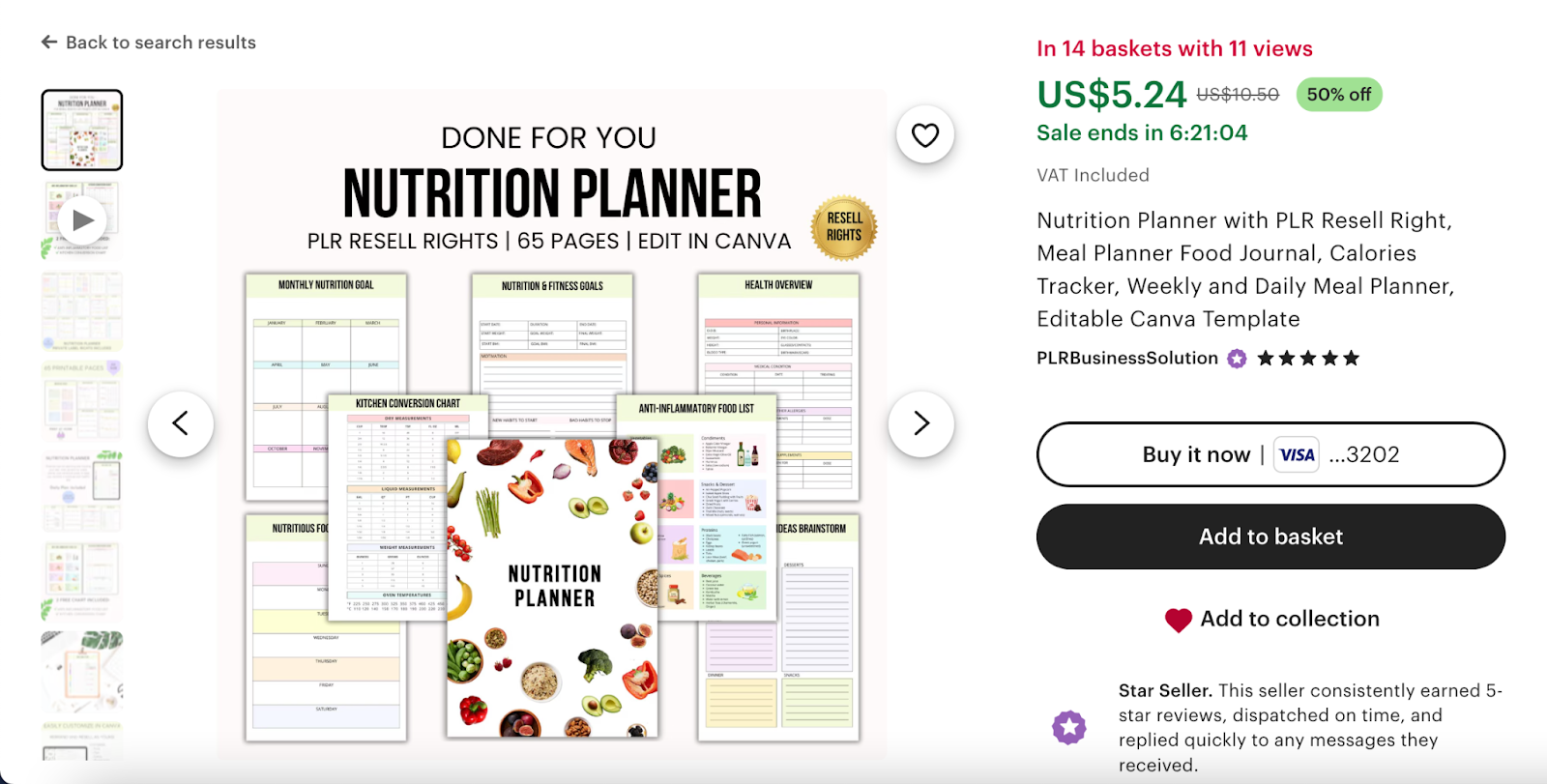 etsy meal planner