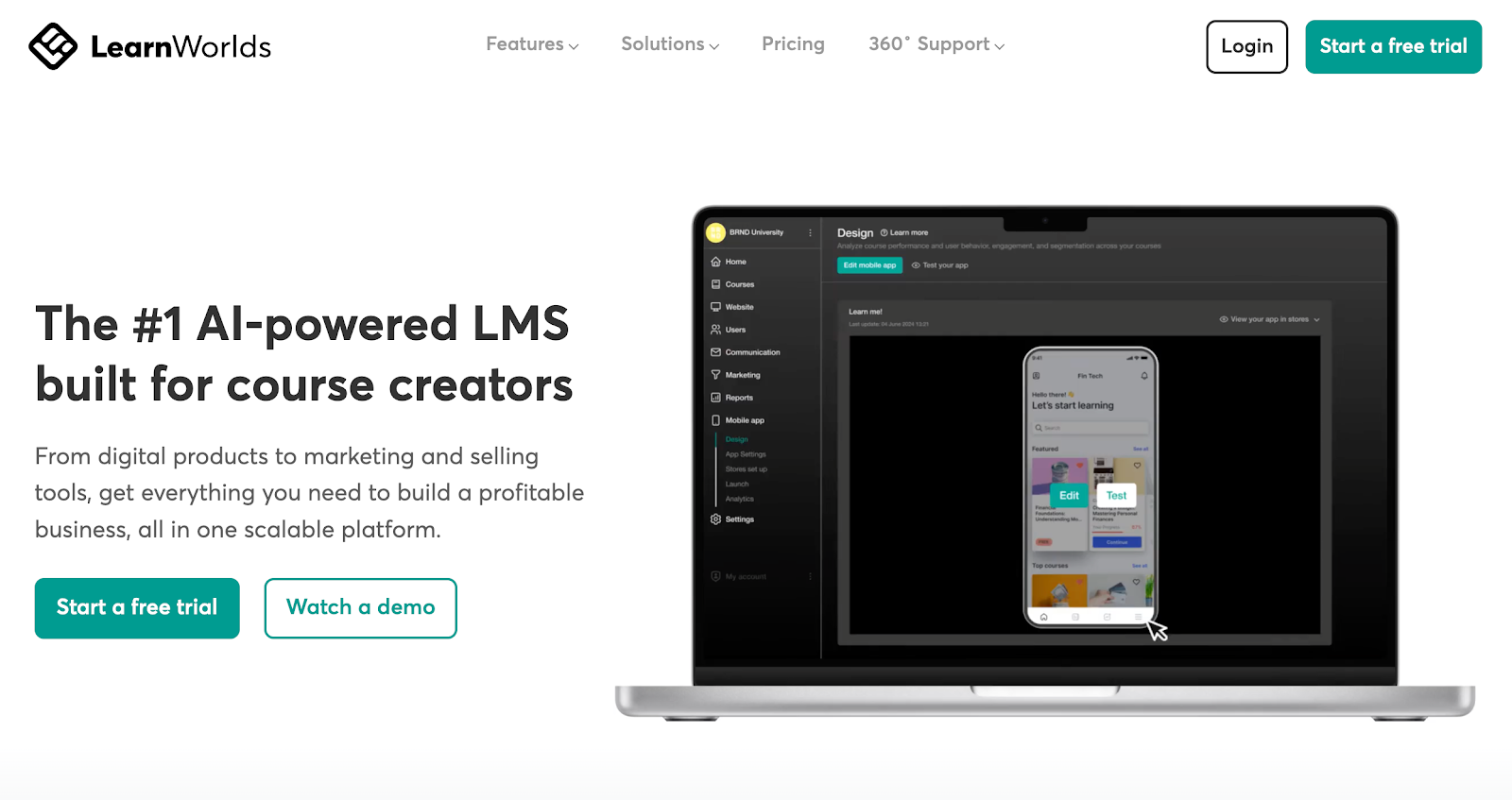 learnworlds homepage