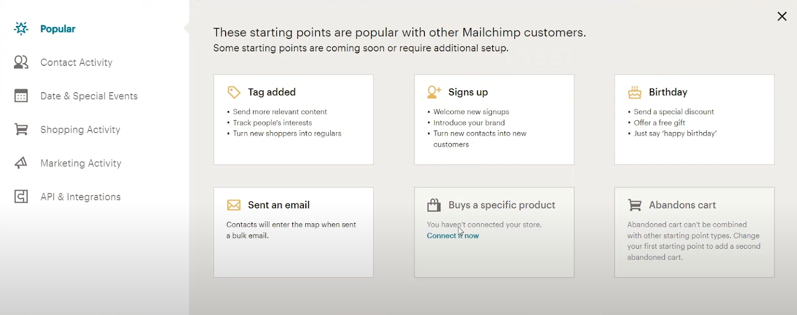 mailchimp options
