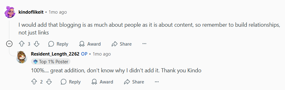 reddit blogging relationships