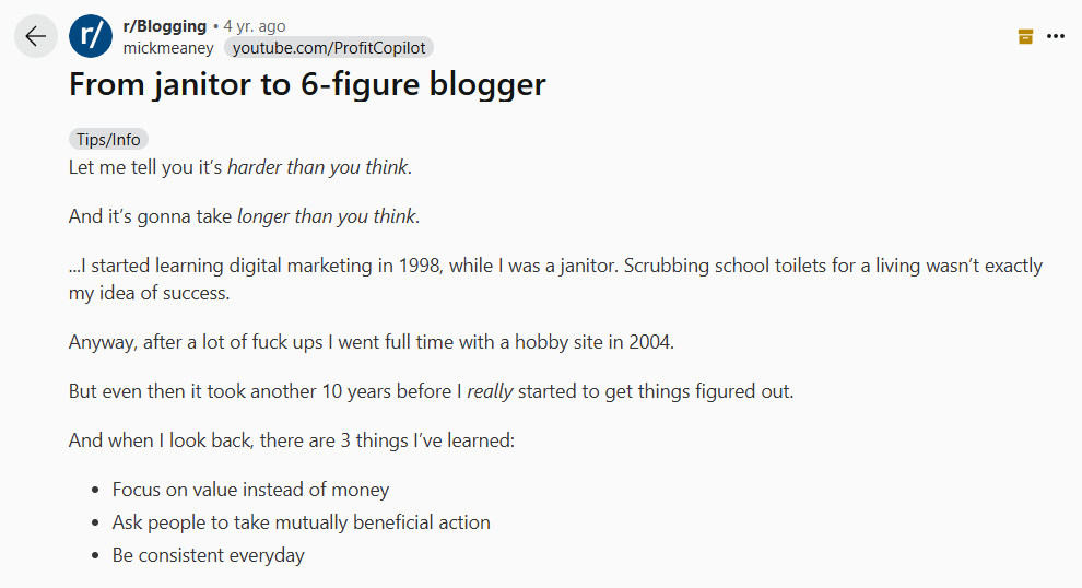 reddit blogging