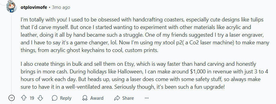 comment about crafts reddit