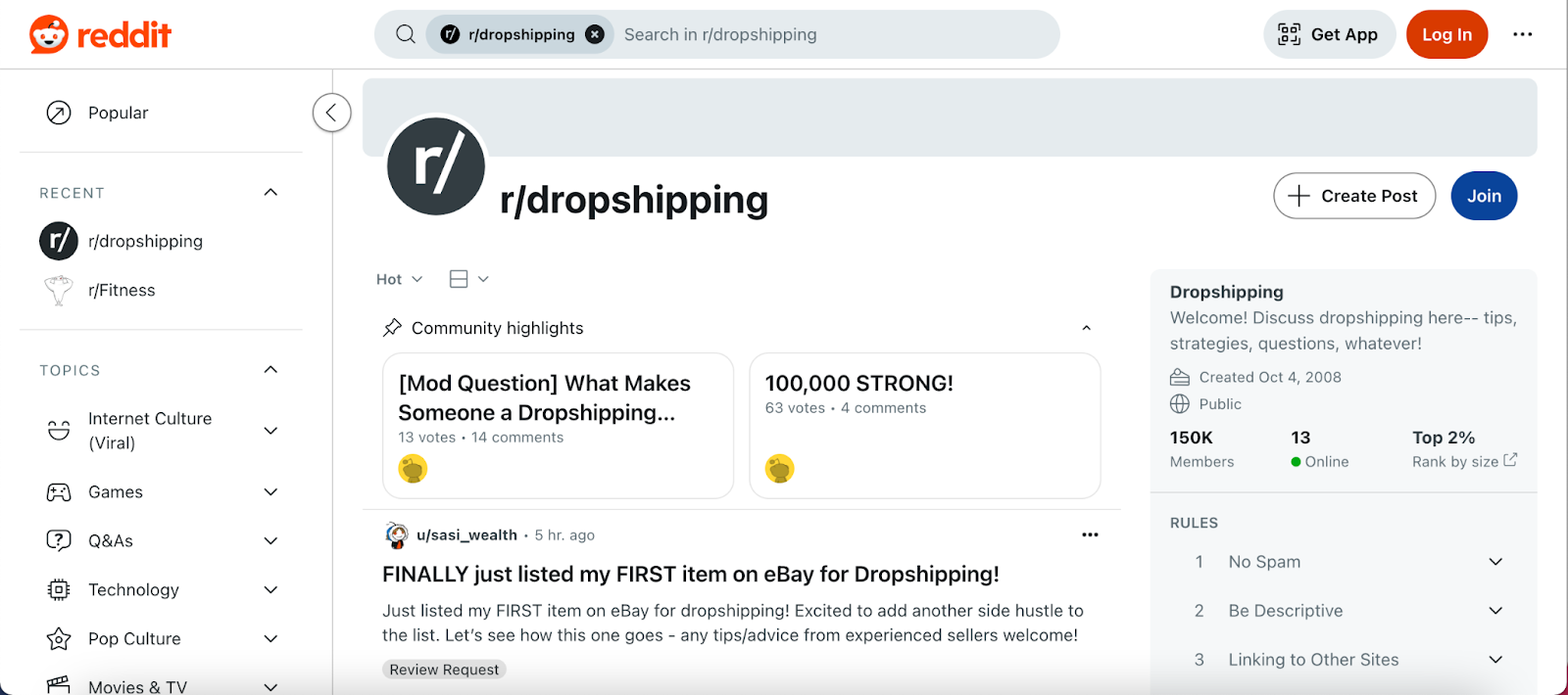 reddit dropshipping