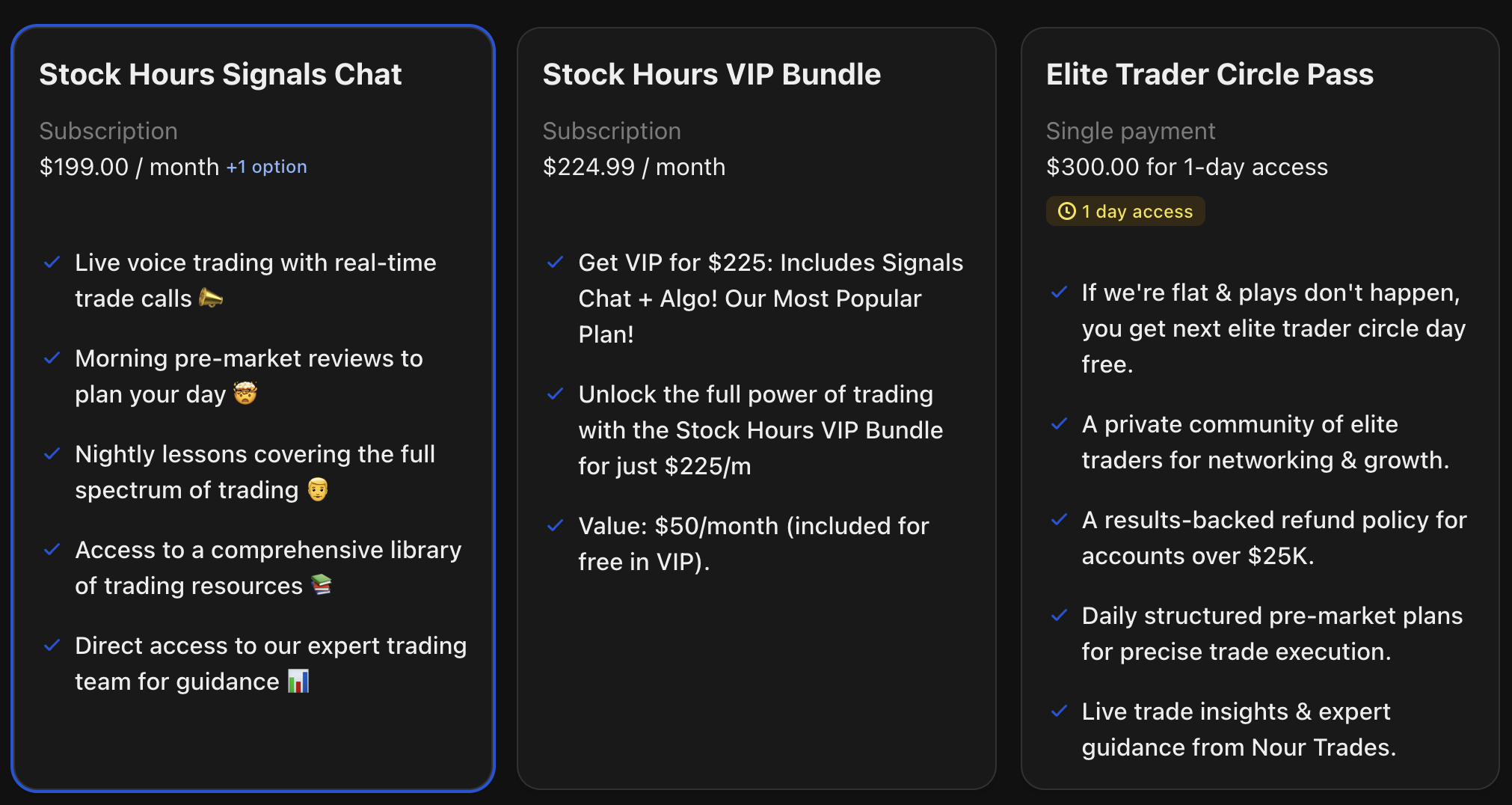 stock hours memberships