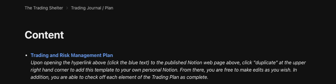 trading shelter journal