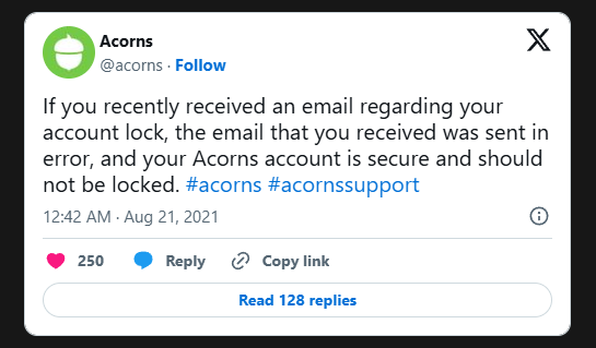 acorns tweet