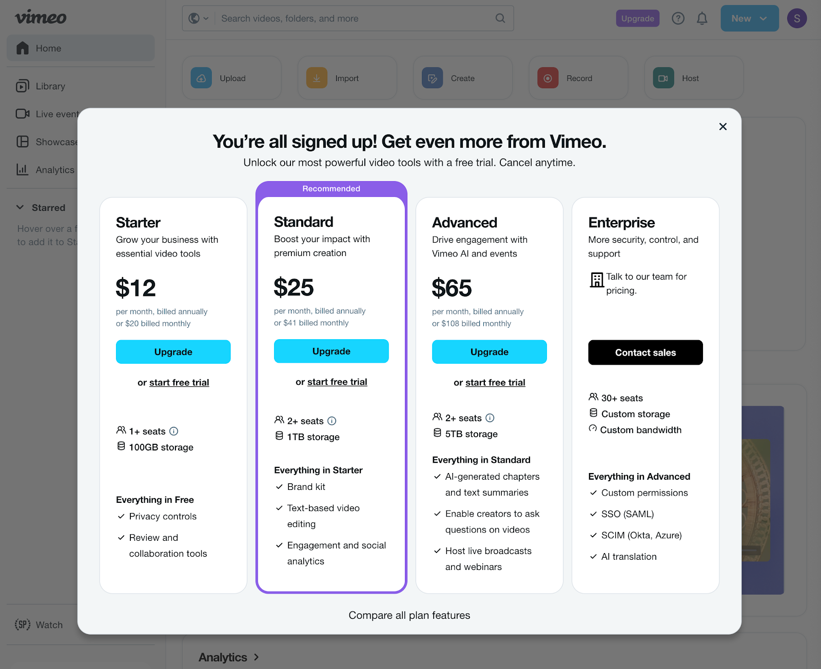 vimeo pricing