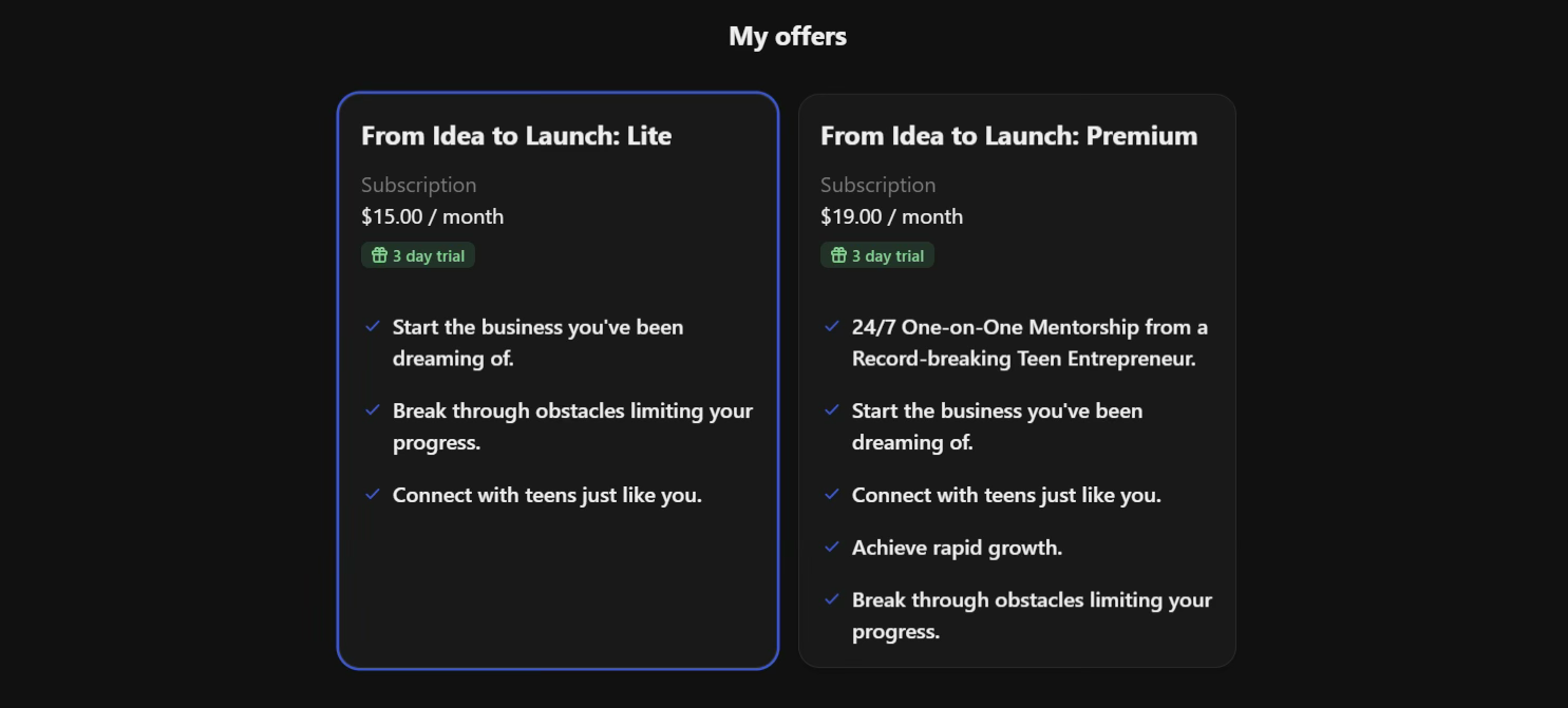 idea to launch pricing