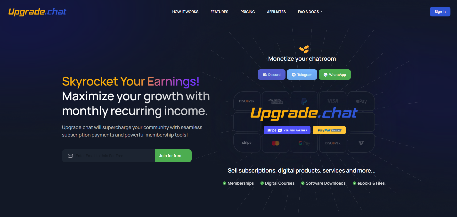 Upgrade.chat homepage