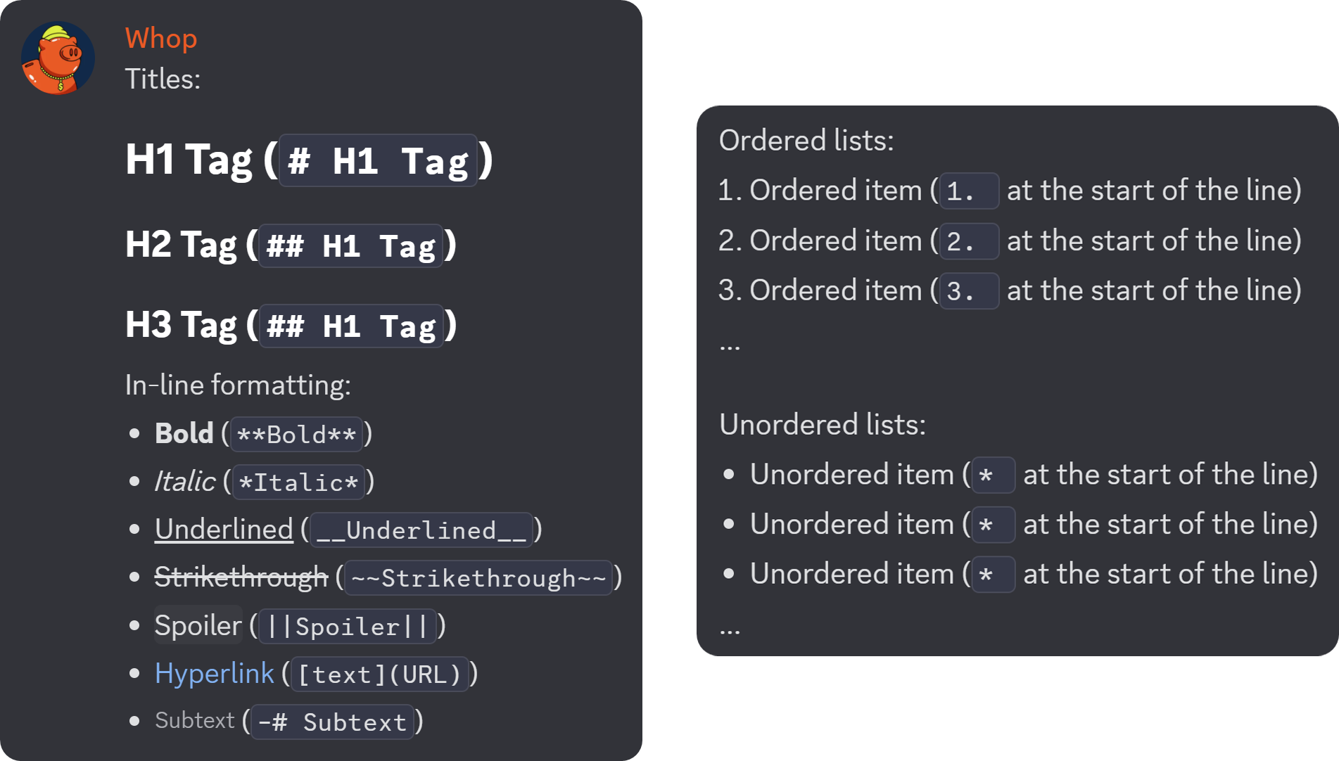 A list of Discord formatting methods
