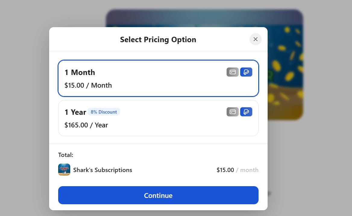 Shark's subscription options