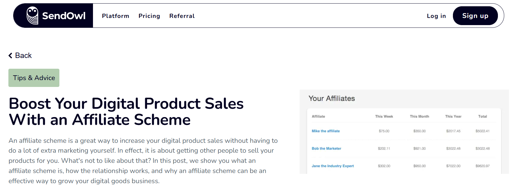 SendOwl affiliate tips