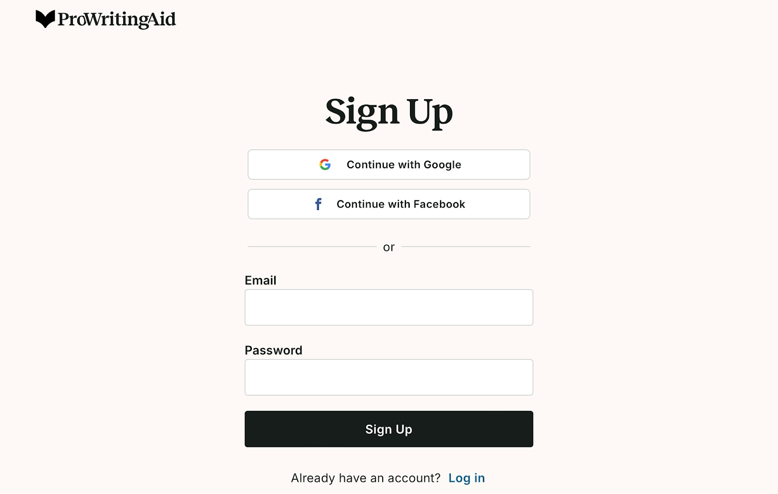 prowritingaid signup page