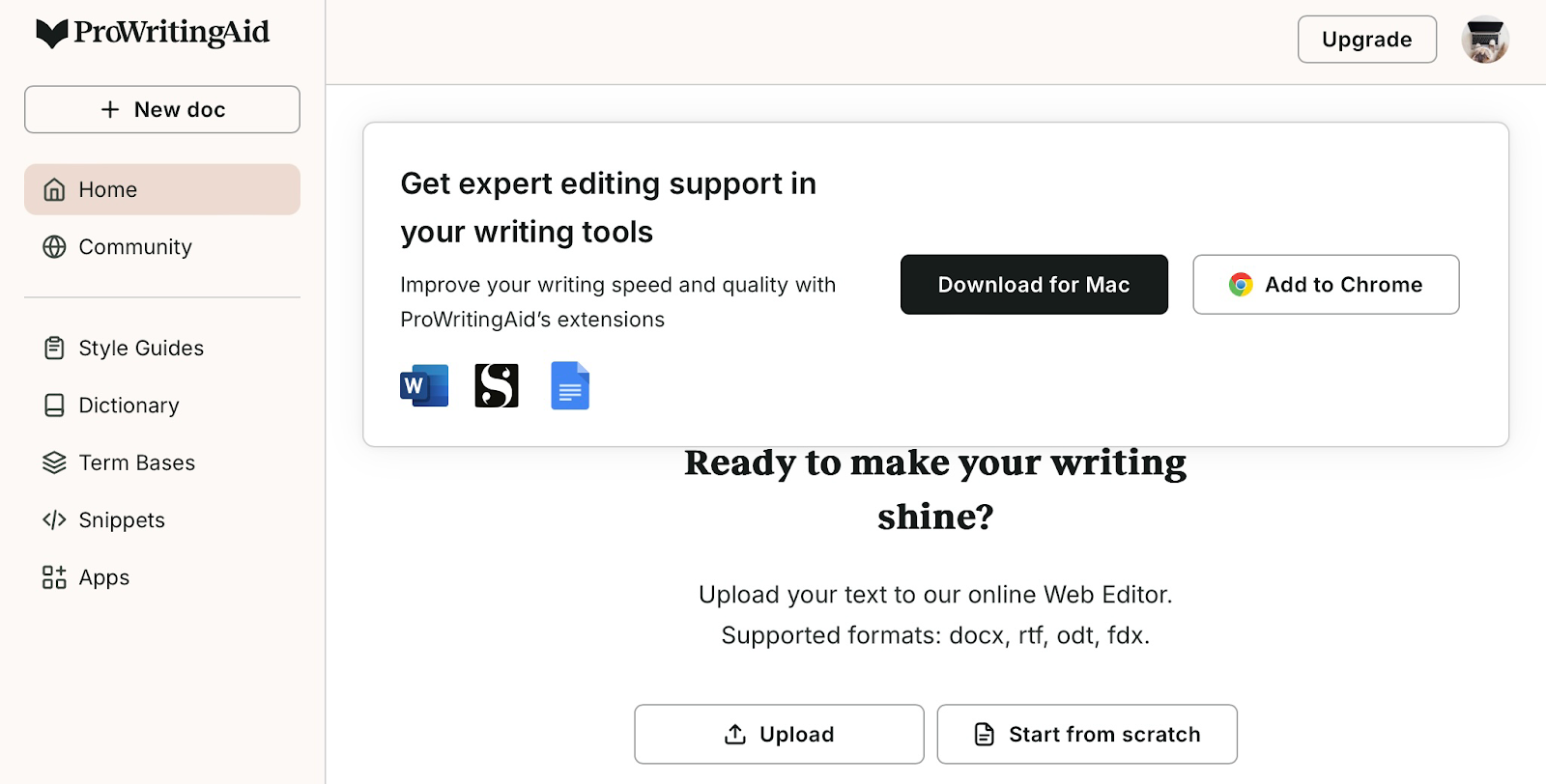 prowritingaid web editor view