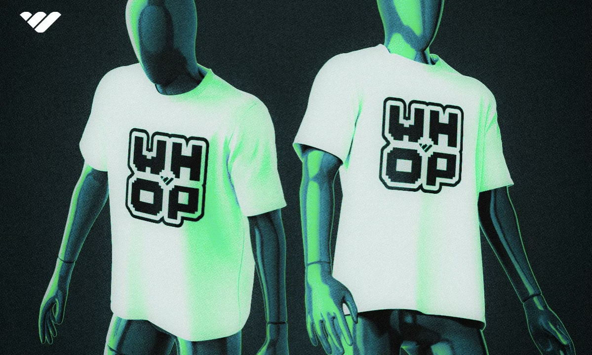 two figures wearing tshirts that say 'whop'