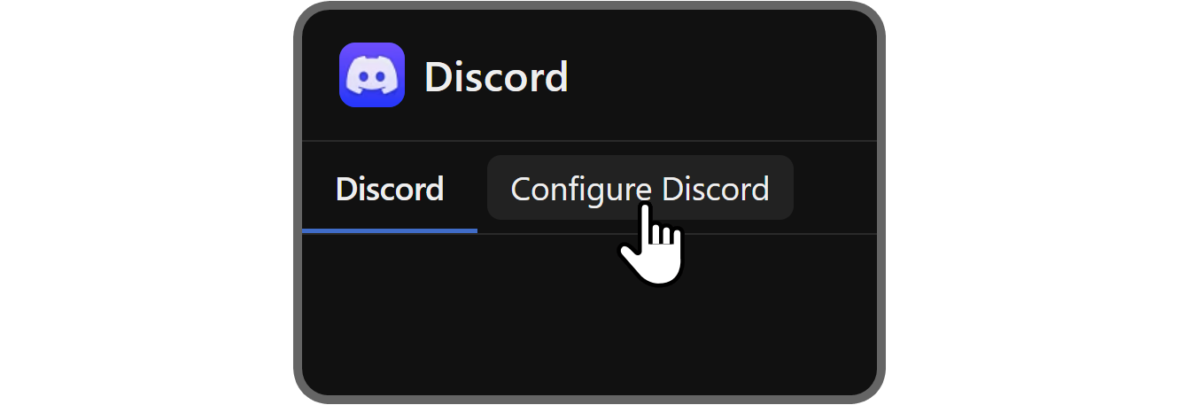 The Configure Discord tab button of the Discord app on Whop