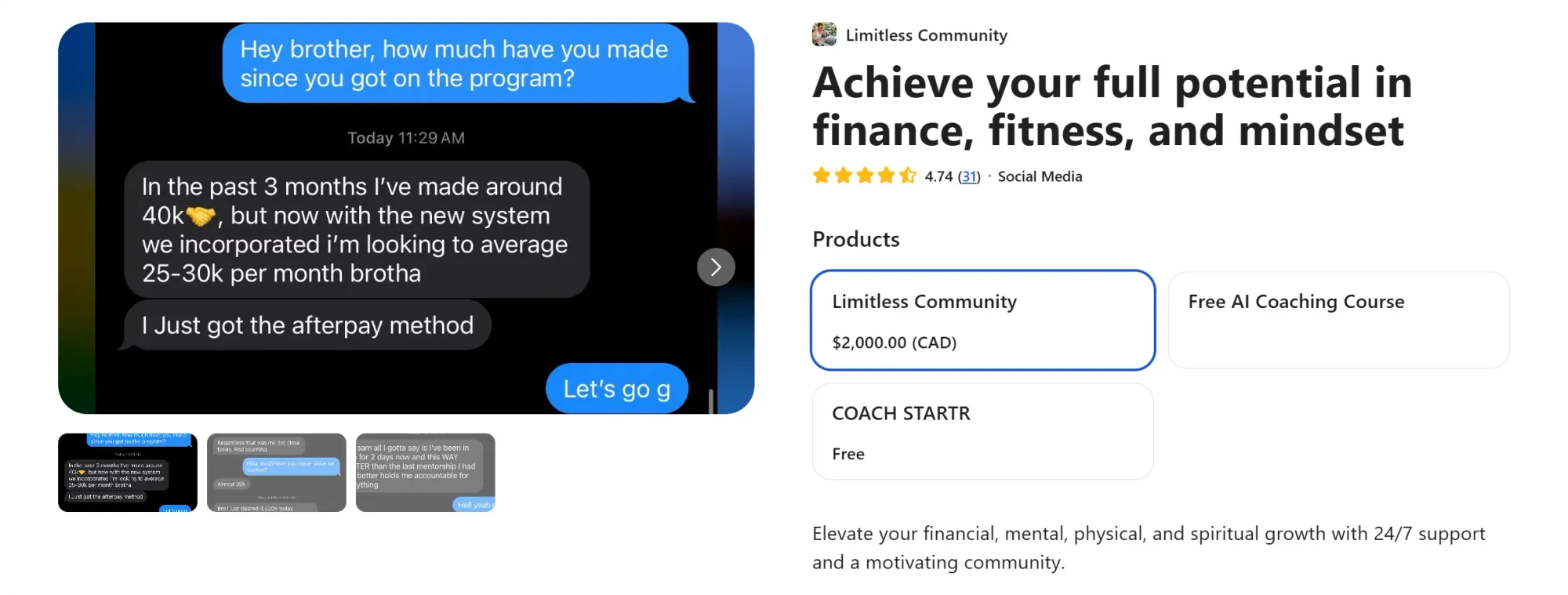 screenshot of whop limitless community