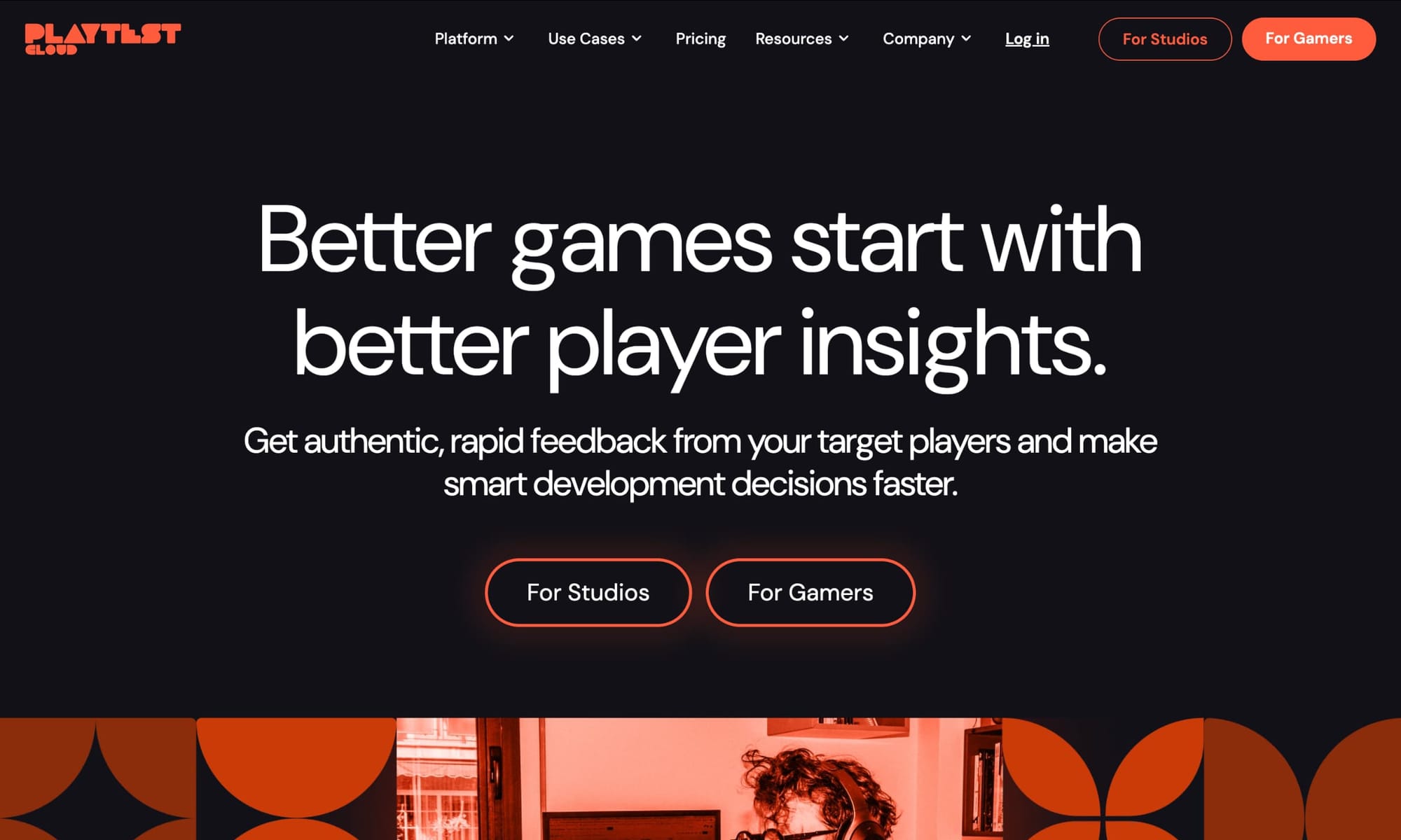 PlaytestCloud landing page