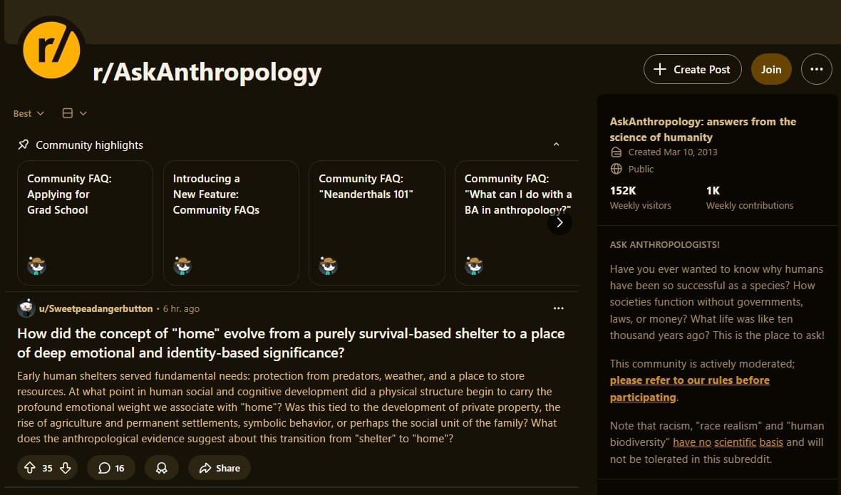 ask anthropology community