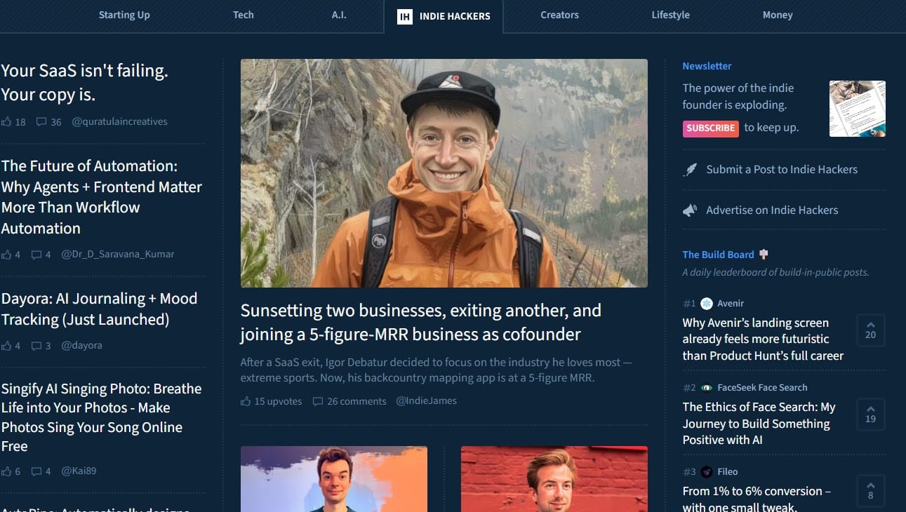 indie hackers website