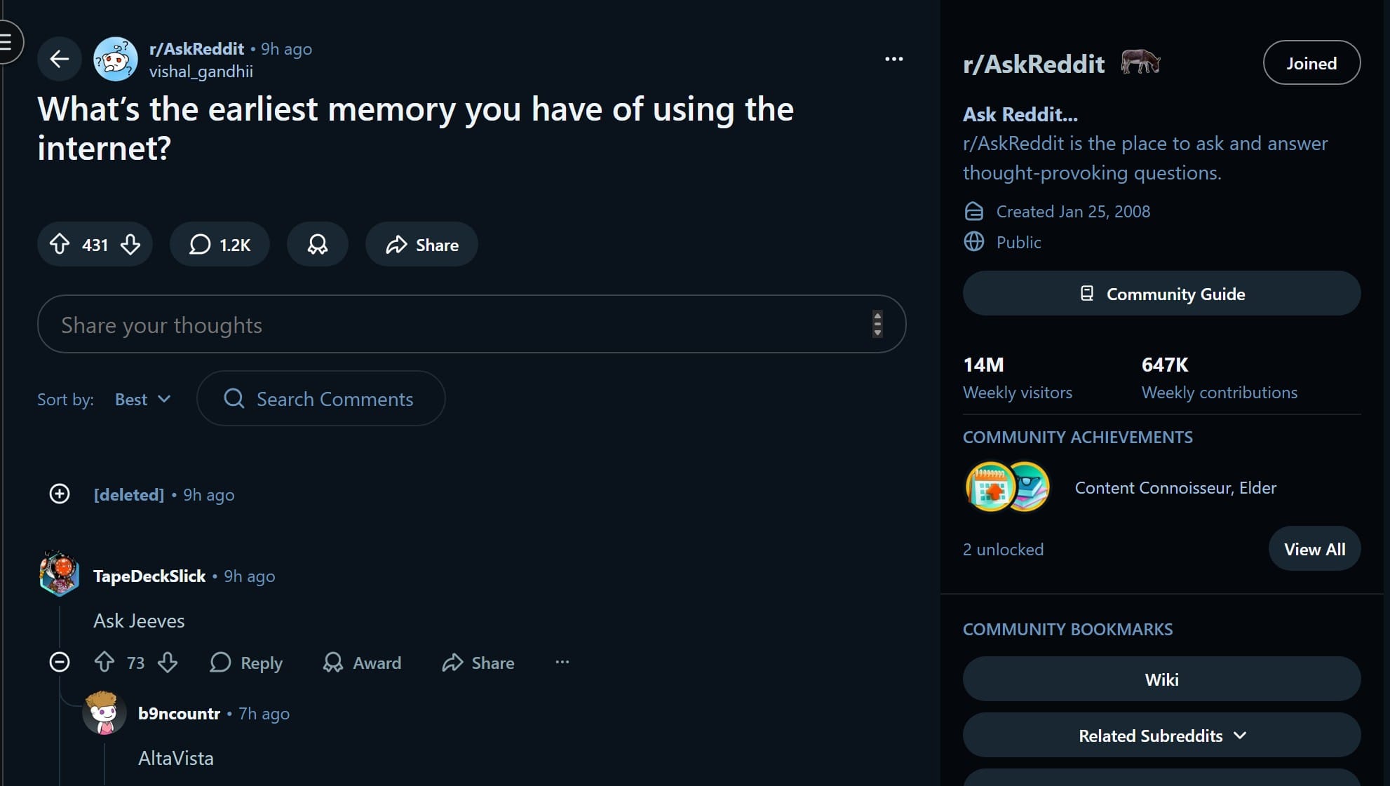 Screenshot of r/AskReddit