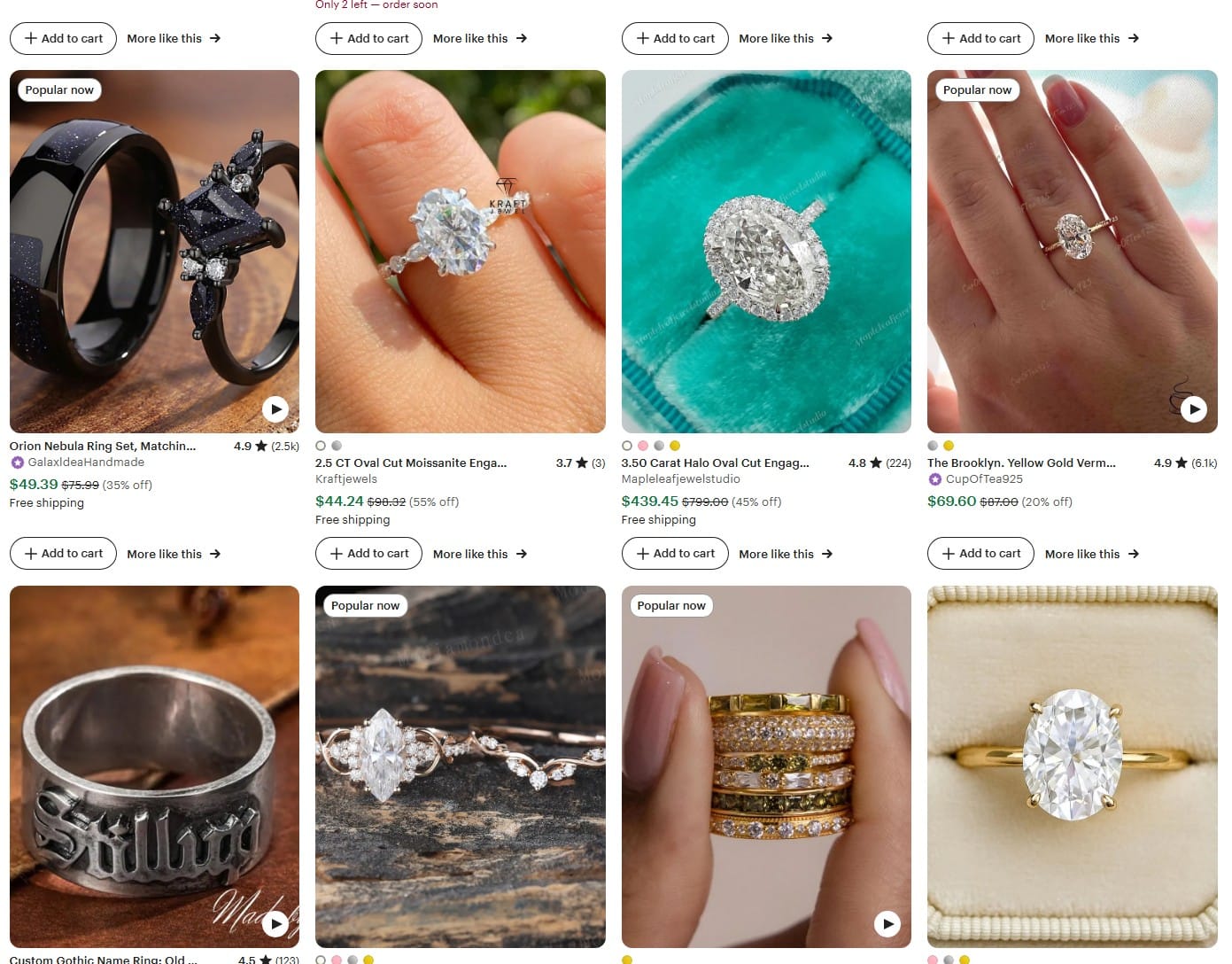 engagement ring listings on etsy