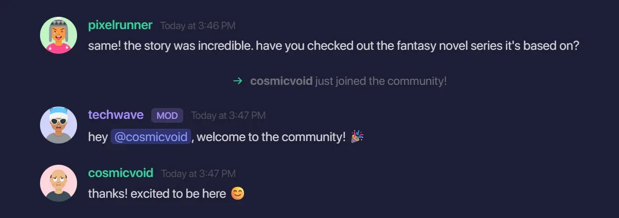 Online community chat