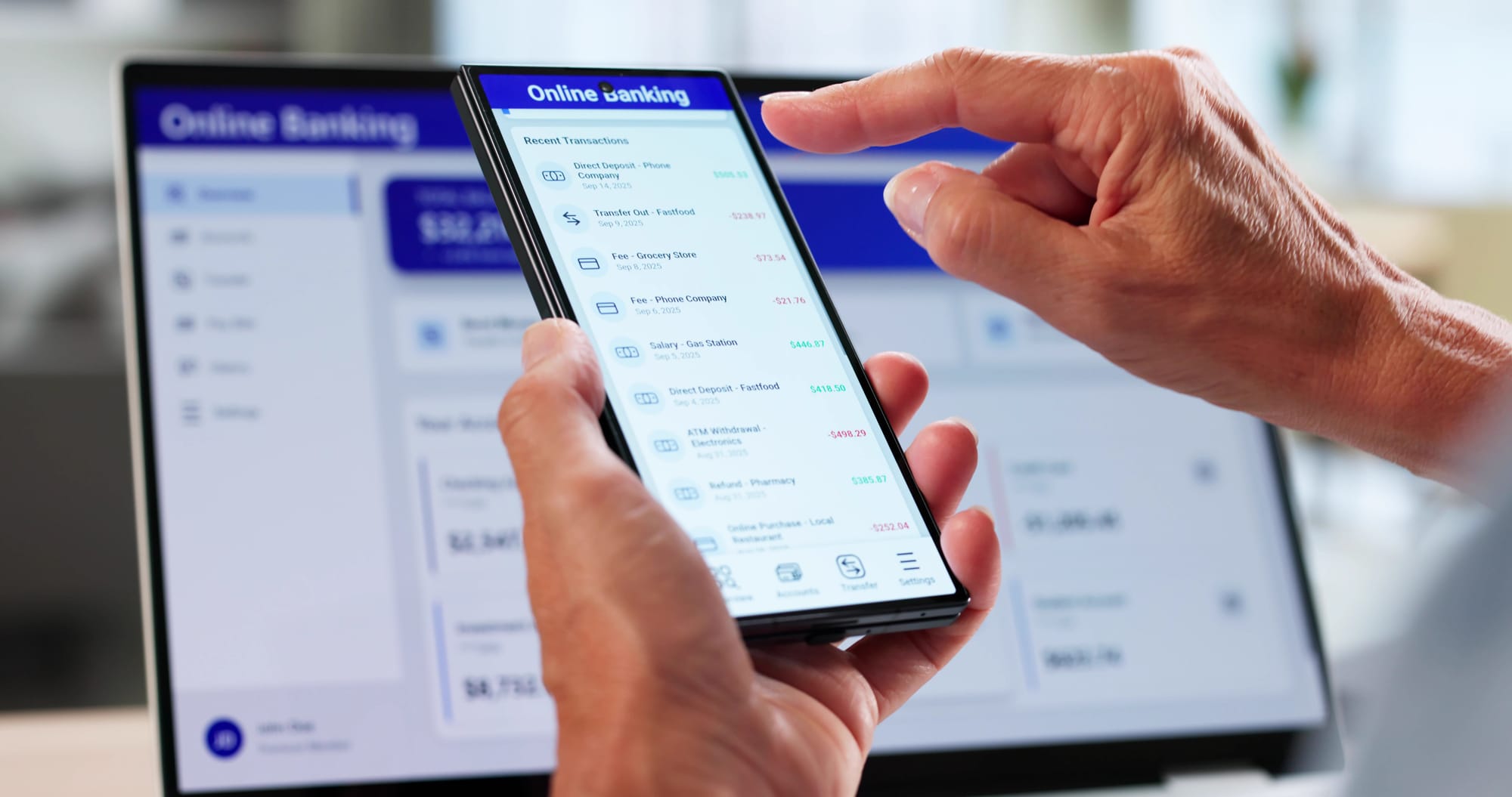 woman doing bank transfer