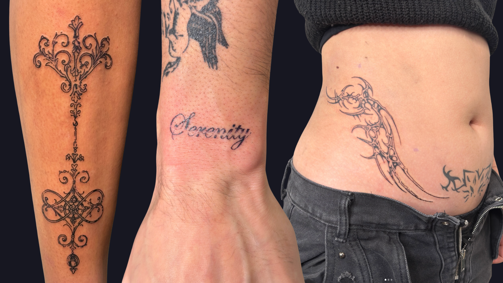 Images of tattoos on bodies, created by Dean's Illegal Tattoos