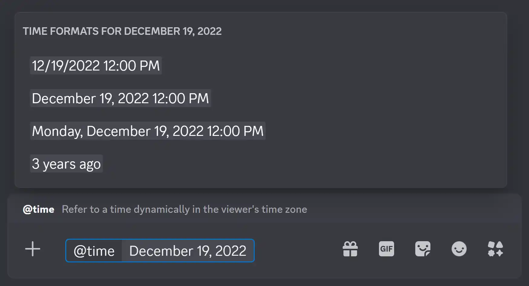 The @time mention feature in Discord