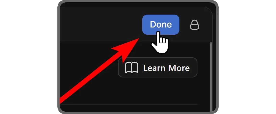 The Done button of the Discord app on Whop
