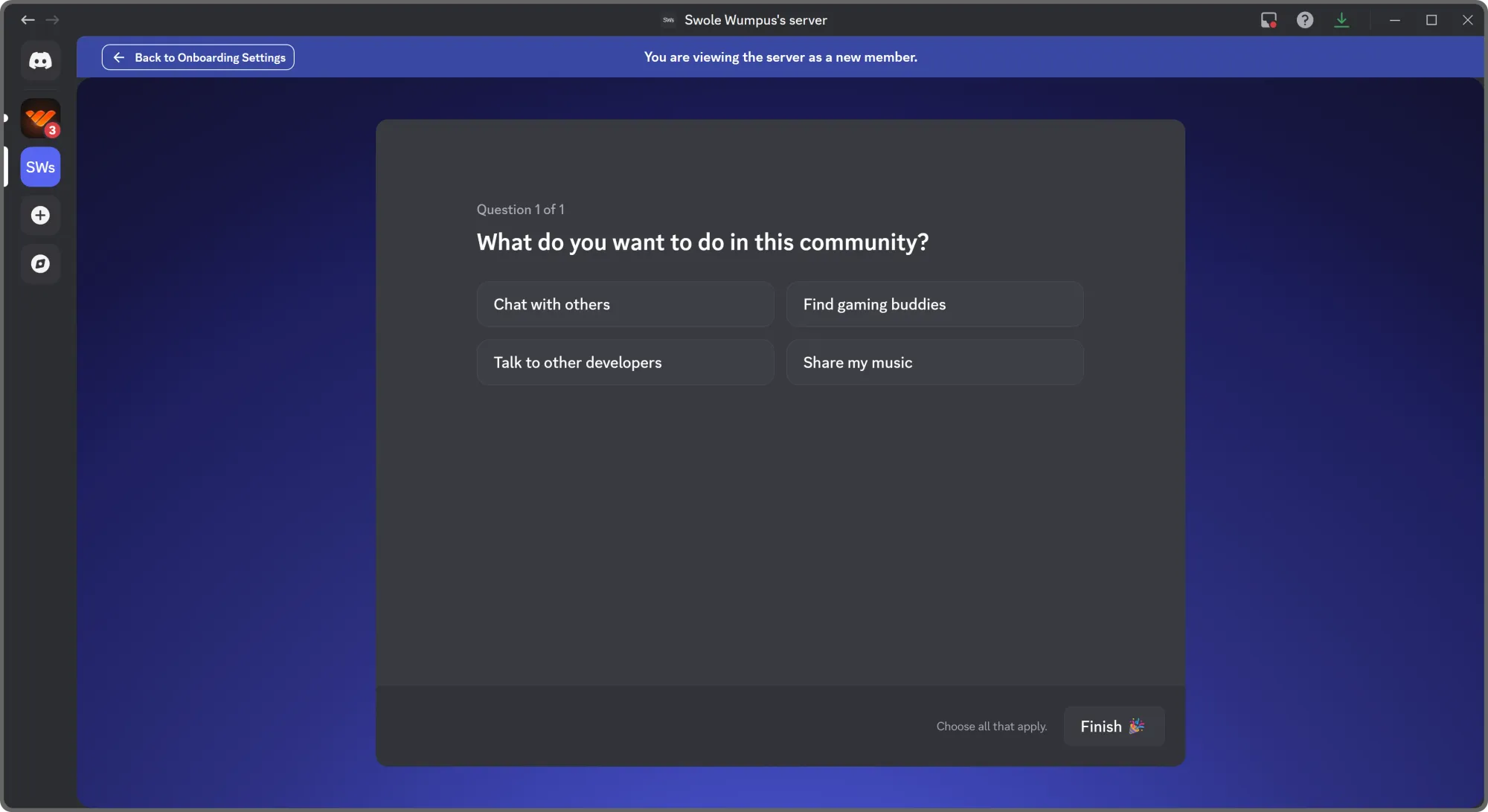A Discord onboarding question